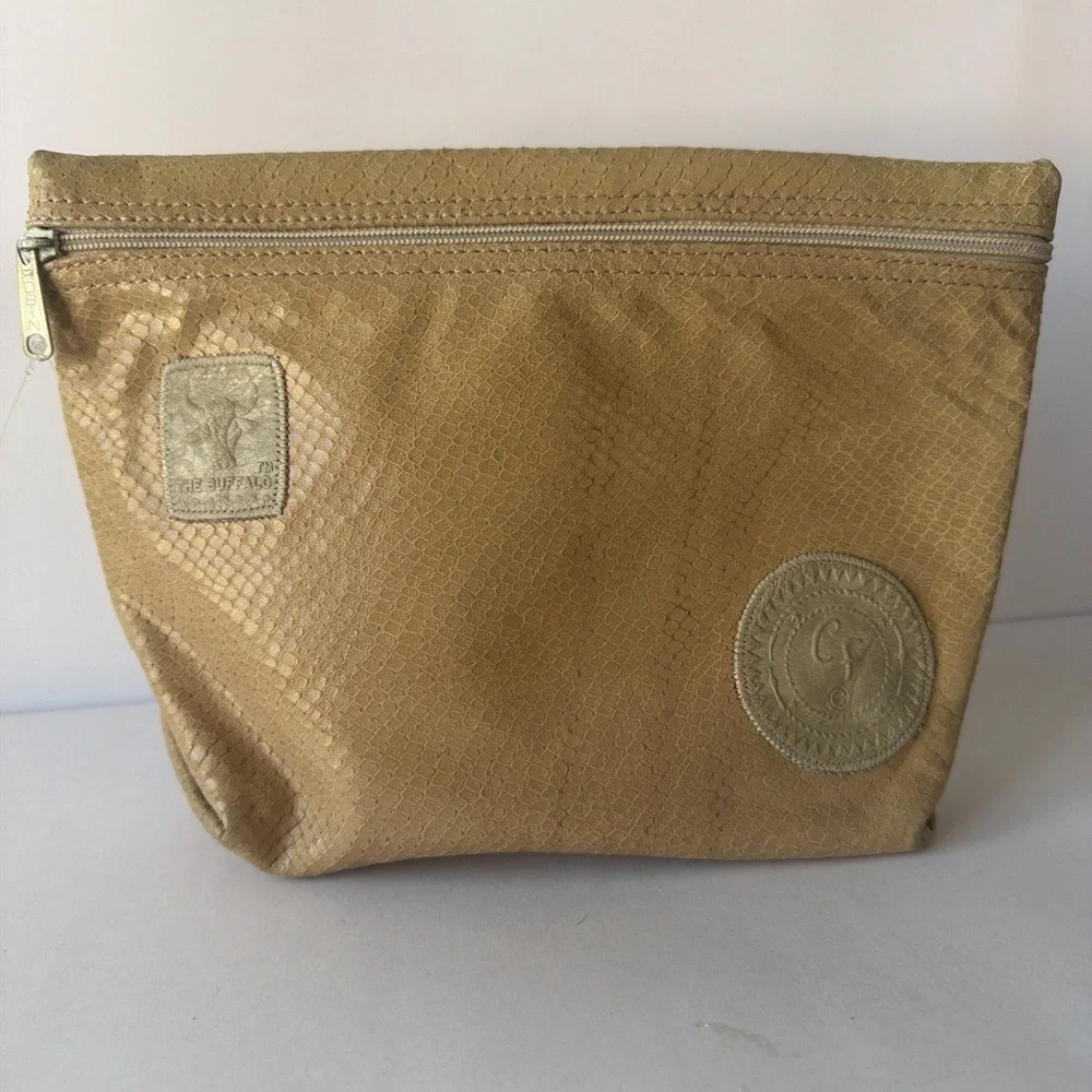 Carlos Falchi Gold Textured Toiletry Bag